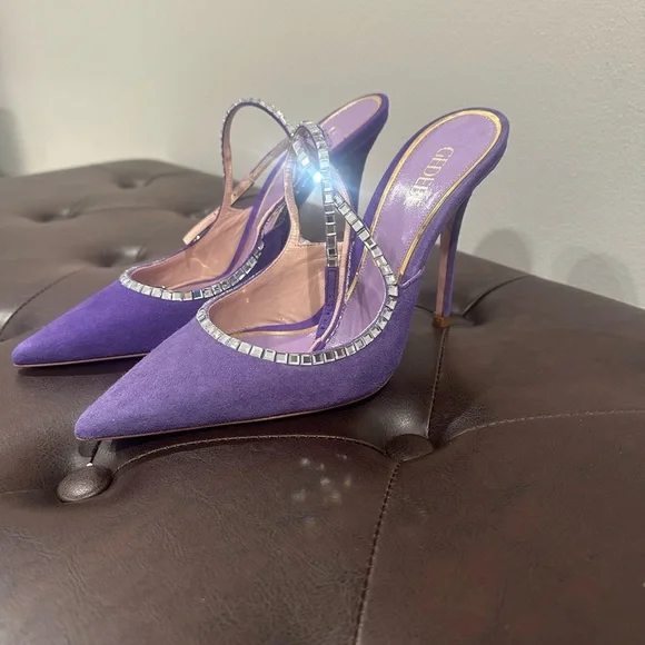 Purple Crystal-Strap Stiletto Heels - Picture 3 of 4